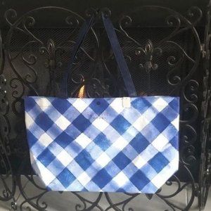 Bath & Body Works Blue Gingham Large Tote Bag NWT